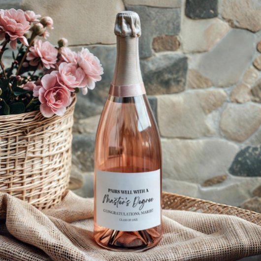 修士の学位の授与とよく組み合う スパークリングワインラベル