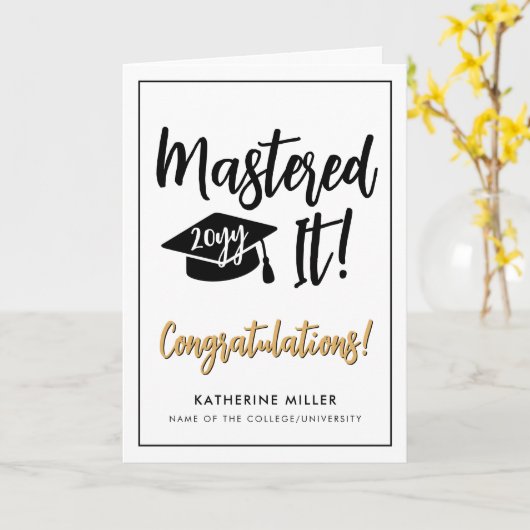 修士パーソナライズされた学位卒業をマスター カード (黄色い花)
