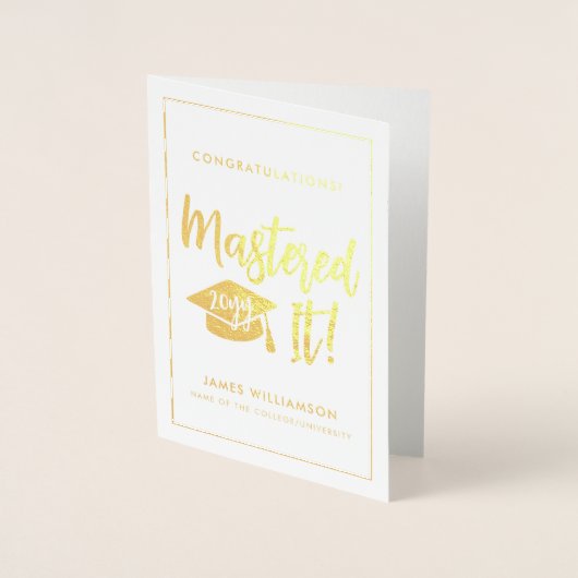 修士パーソナライズされた学位卒業をマスター 箔カード (正面)