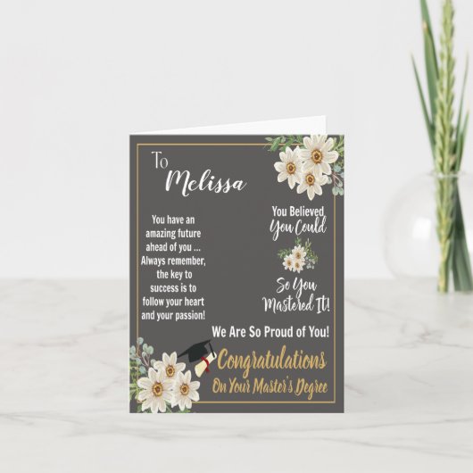 修士パーソナライズされた学位 カード (正面)