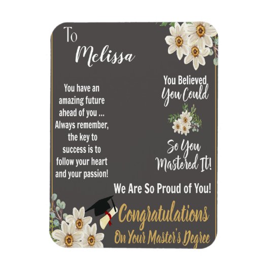 修士パーソナライズされた学位 マグネット (縦)