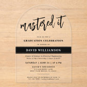 修士モダンの学位で修得 アクリル招待状 (正面)