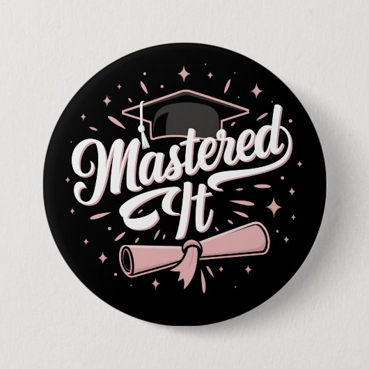 修士号取得おめでとう マスター号 修了 卒業 缶バッジ (正面)