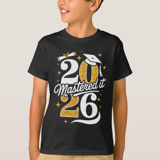 修士号取得者 2026年卒業祝い 修士号 Tシャツ (正面)