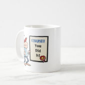 修士号可愛い漫画の卒業証書名年 コーヒーマグカップ (正面左)