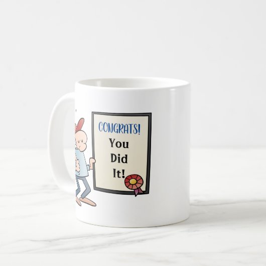 修士号可愛い漫画の卒業証書名年 コーヒーマグカップ (正面左)