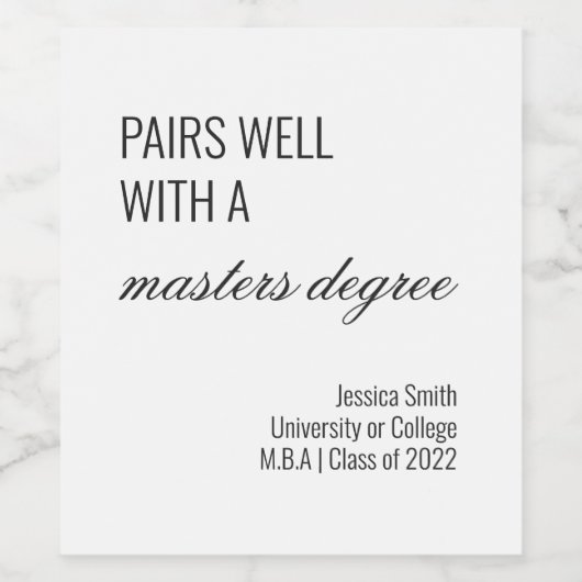 修士課程の大学院とうまくペアを組おもしろいむ ワインラベル (シングルラベル)