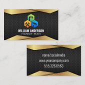 修復サービスアイコン |金ゴールドブラックメタル 名刺 (正面/裏面)