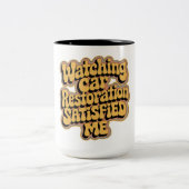 修復ビデオを見て私を満足 ツートーンマグカップ (中央)