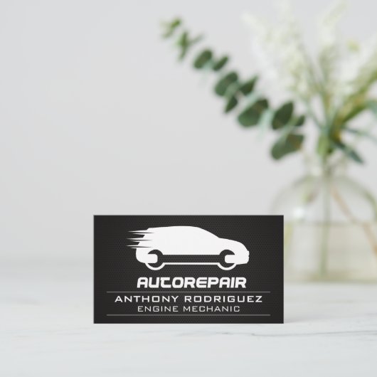 修復ロゴの自動修正 |金属カーボンファイバー 名刺 (スタンド正面)