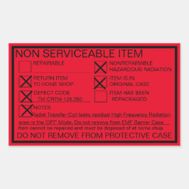 修復不可能な漏れ放射線ステッカー 長方形シール