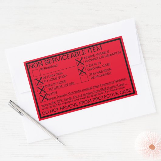 修復不可能な漏れ放射線ステッカー 長方形シール (封筒)