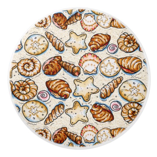 修正された小さな貝小さな引き出しノブ セラミックノブ (正面)