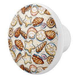 修正された小さな貝小さな引き出しノブ セラミックノブ