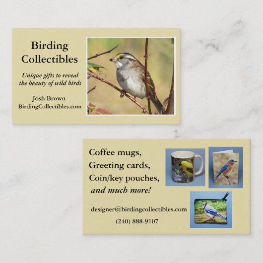 修正されたBirdingCollectiblesの名刺 名刺 (正面/裏面)