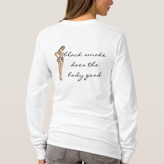 修正される黒い煙のフード付きスウェットシャツ Tシャツ (裏面)