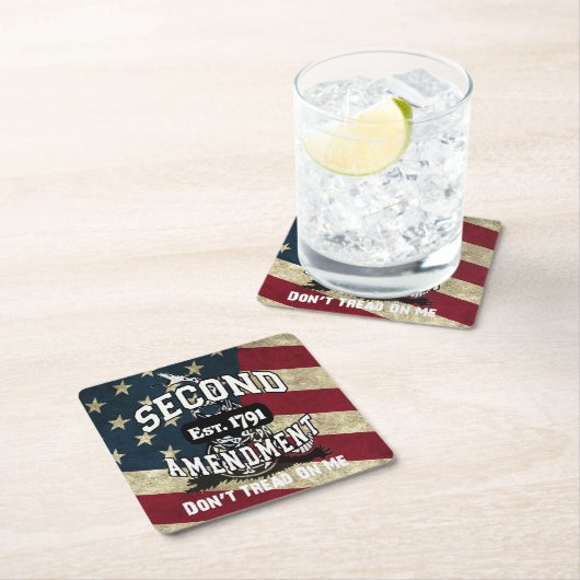 修正のガズデンの第2旗は私で踏みません スクエアペーパーコースター (インサイチュ)