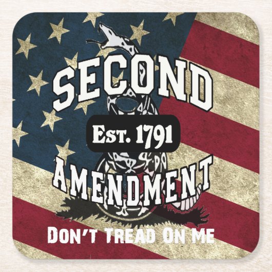 修正のガズデンの第2旗は私で踏みません スクエアペーパーコースター (正面)