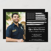修正オフィサー卒業パーティー国旗の写真 招待状 (正面/裏面)