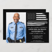 修正オフィサー退職シルバーラインの写真 招待状 (正面/裏面)