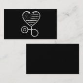 修正ナース薄い灰色の線ハートUSフラグ 名刺 (正面/裏面)