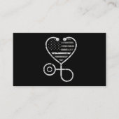 修正ナース薄い灰色の線ハートUSフラグ 名刺 (正面)