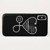 修正ナース薄い灰色の線ハートUSフラグ Case-Mate iPhoneケース (裏面(横))