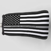 修正役員薄い灰色の線フラグのモノグラム ゴルフヘッドカバー (正面)