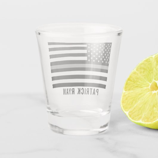 修正用細い灰色の線アメリカのフラグ名の追加 ショットグラス (裏面)