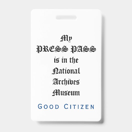 修正第1回の監査 – プレスパス バッジ (表面)