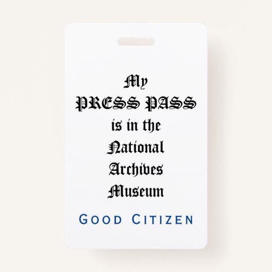 修正第1回の監査 – プレスパス バッジ (正面)