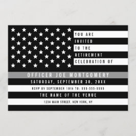 修正薄い灰色の線アメリカ国旗の退職 招待状