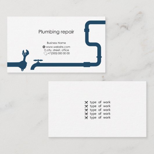 修理サービスと給排水衛生設備配管サービスの名刺 名刺 (正面/裏面)