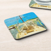 修理中のエビの船が印象抽象芸術 コースター (左側)