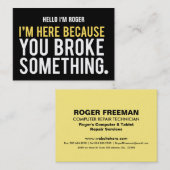 修理人のユーモア私はのでここにいます 名刺 (正面/裏面)