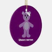 修理回復記念日の下のかわいいテディベア セラミックオーナメント (右)