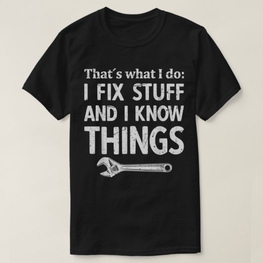 修理屋さんです もの知りメカニックテクニシャン Tシャツ (デザイン正面)