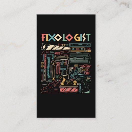 修理工おもしろいパパ職人夫カラフル 名刺 (正面)