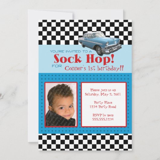 修理工の50年代のStyleBirthdayの写真の招待状 招待状 (正面)