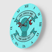 修理整備士技術者の配管工(赤レンチ付) ラージ壁時計 (傾斜)