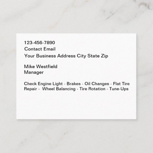 修理車のサービスセンター 名刺 (裏面)