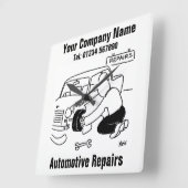 修理車の車庫 スクエア壁時計 (傾斜)