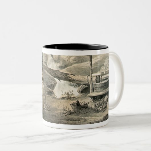 「修繕」に、「Davy Crockett」のstarrのためのポスターサドルを置いて下さい ツートーンマグカップ (正面右)