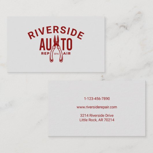 修車の理シンプル用プライヤツール赤と灰色 名刺 (正面/裏面)