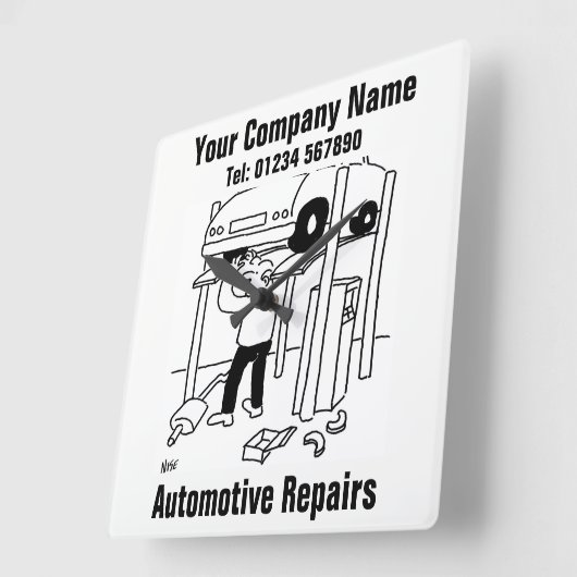 修車の理 スクエア壁時計 (傾斜)