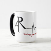 修辞の斜めのロゴの変形させるコーヒー・マグ モーフィングマグカップ (正面左)