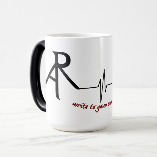 修辞の斜めのロゴの変形させるコーヒー・マグ モーフィングマグカップ (正面左)