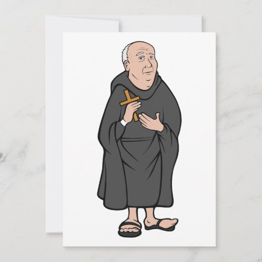 修道士がクロスを持ち、ローブを着た中世の宗教的なイメージ 招待状 (正面)