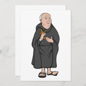 修道士がクロスを持ち、ローブを着た中世の宗教的なイメージ 招待状 (正面/裏面)