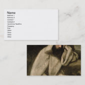 修道士のポートレート、c.1840-45 (キャンバスの油) 名刺 (正面/裏面)